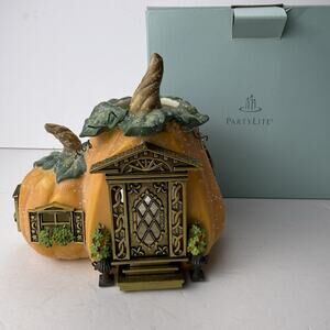 PartyLite PUMPKIN COTTAGE Tealight Candleholder Veggie Village Halloween Used